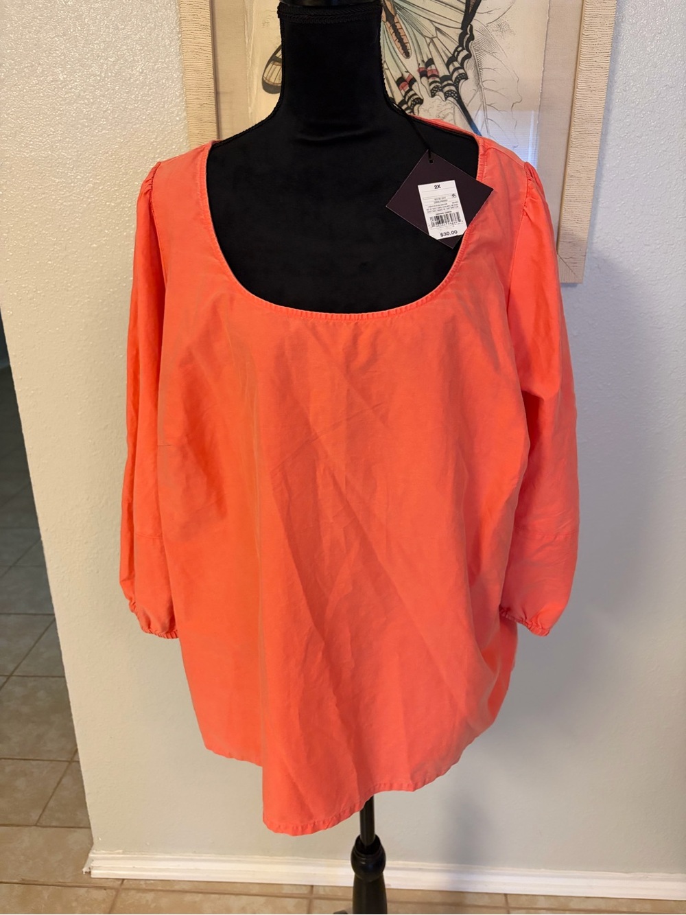 Ava & Viv Coral Scoop Neck Top Size 2X NWT